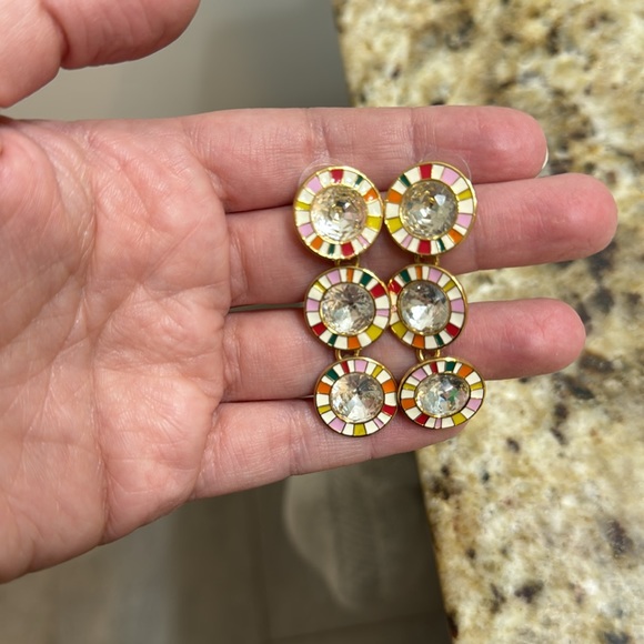 J.CREW Crystal Multi Color Drop Post Earrings - Picture 3 of 4